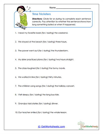 Time Tricksters Worksheet