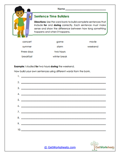 Sentence Time Builders Worksheet