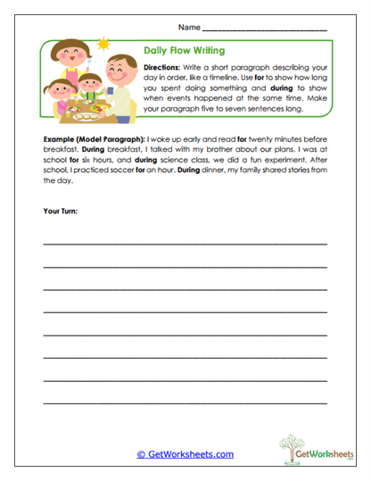 Daily Flow Writing Worksheet