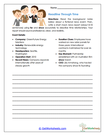 Headline Through Time Worksheet