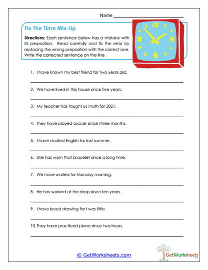 Fix the Time Mix-Up Worksheet