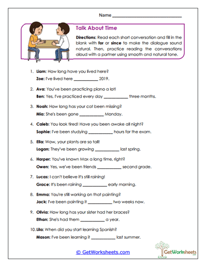 Talk About Time Worksheet