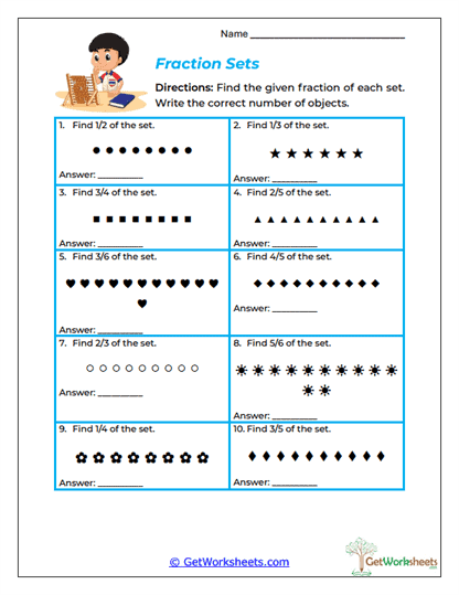 Fraction Sets Worksheet