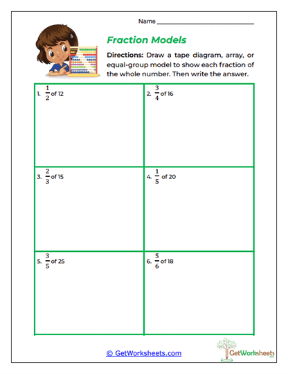 Fraction Models Worksheet