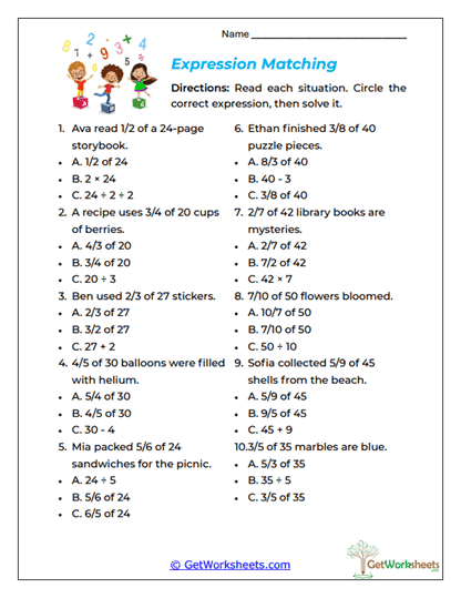 Expression Matching Worksheet