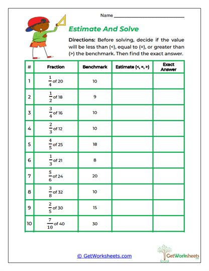 Estimate and Solve Worksheet
