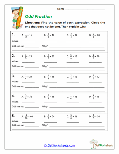 Odd Fraction Worksheet