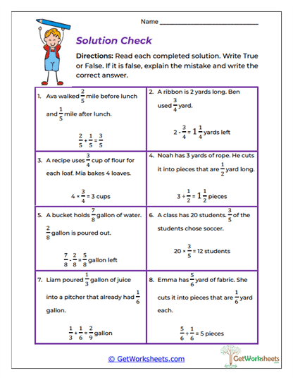 Solution Check Worksheet