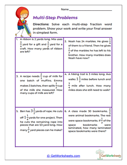 Multi-Step Problems Worksheet