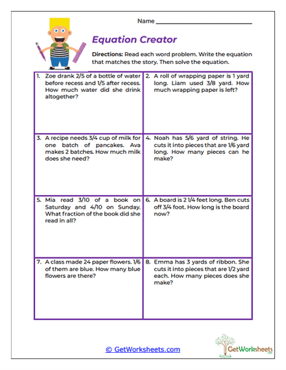 Equation Creator Worksheet