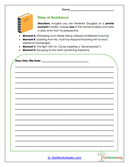 Diary of Resistance Worksheet