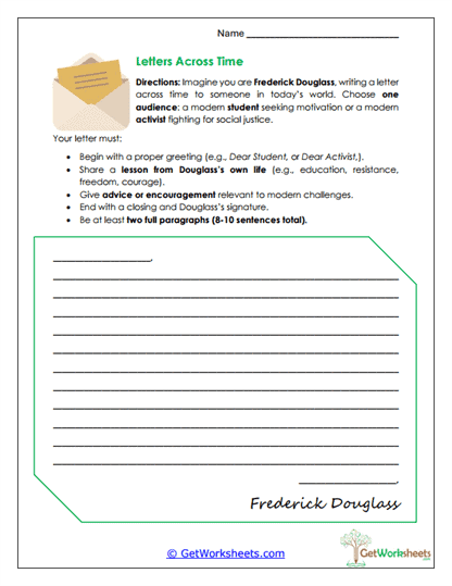 Letters Across Time Worksheet