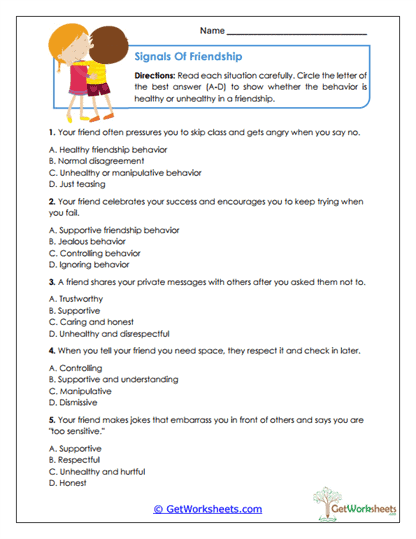 Signals of Friendship Worksheet