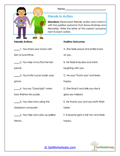 Friends in Action Worksheet