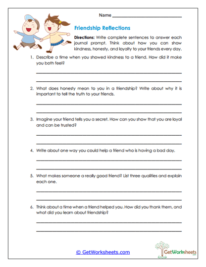 Friendship Reflections Worksheet