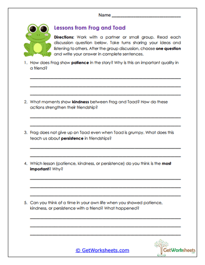 Big Ideas with Frog and Toad Worksheet