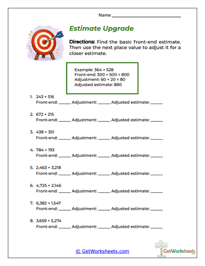 Estimate Upgrade Worksheet