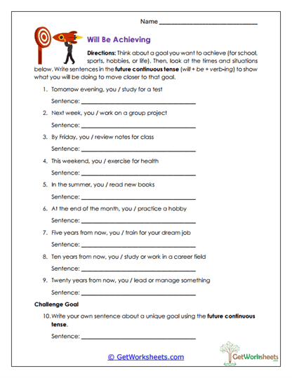 Will Be Achieving Worksheet