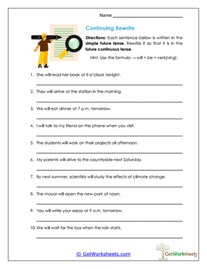 Continuing Rewrite Worksheet