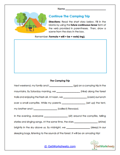 Continue the Camping Trip Worksheet