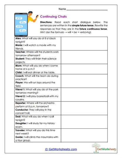 Continuing Chats Worksheet