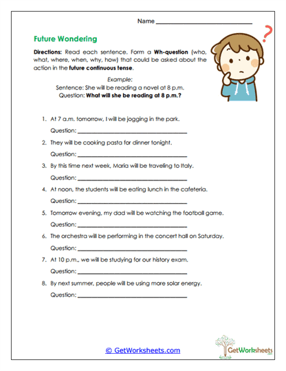 Future Wondering Worksheet