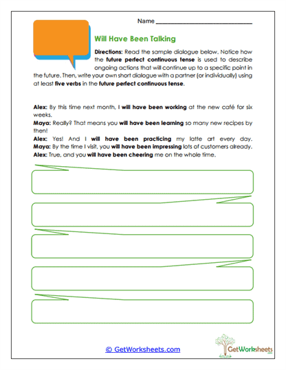 Will Have Been Talking Worksheet