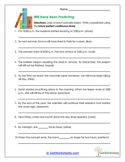 Will Have Been Predicting Worksheet