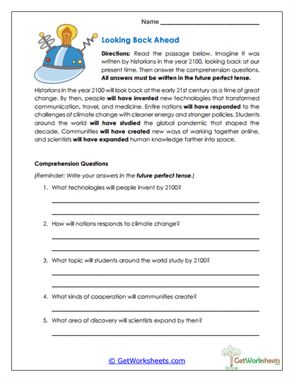 Looking Back Ahead Worksheet