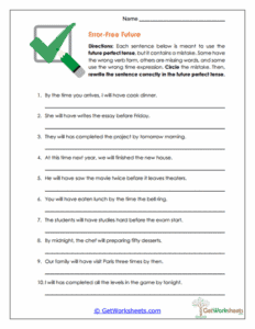 Future Perfect Tense Worksheets - GetWorksheets.com