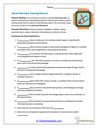 Genre Decoder Manual Worksheet