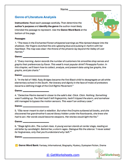 Purpose & Genre Assessment Worksheet