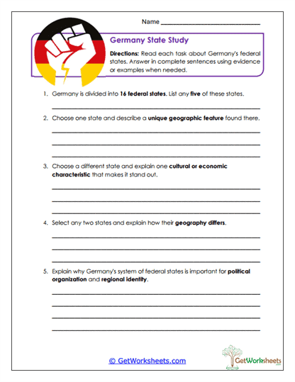 State Study Worksheet