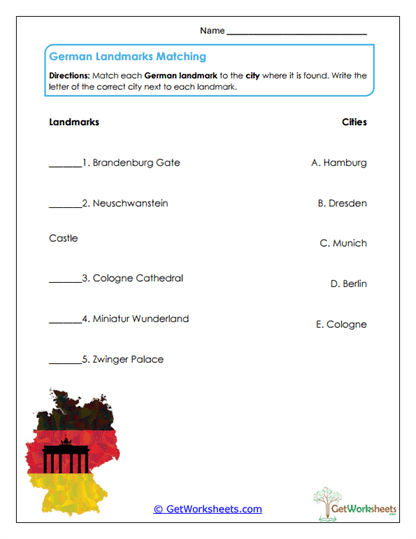 Landmark Matching Worksheet