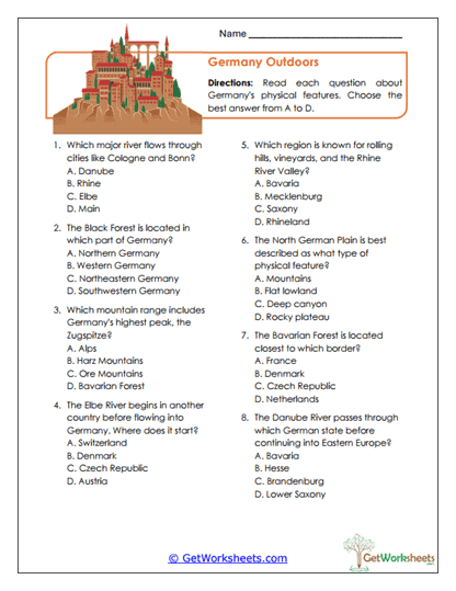 Germany Outdoors Worksheet