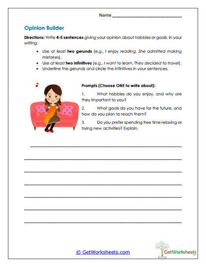 Opinion Writing Task Worksheet