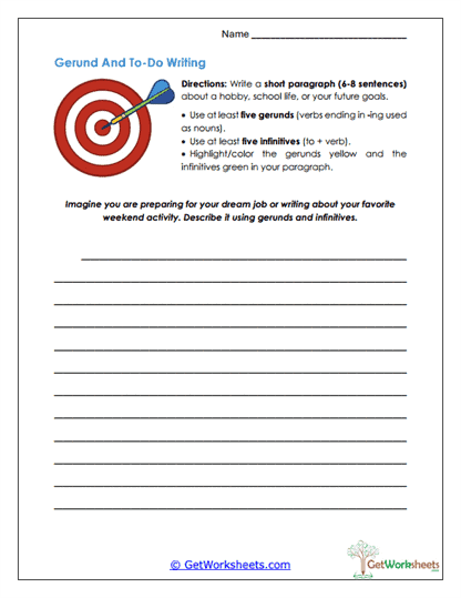 Gerund-Infinitive Writing Worksheet