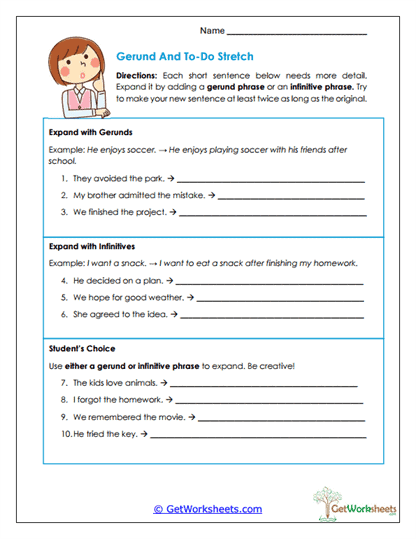 Sentence Expansion Task Worksheet