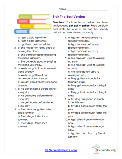 Pick the Best Version Worksheet