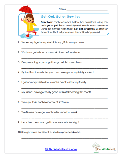 Fixing Verb Tense Mistakes Worksheet