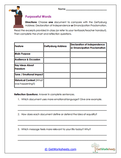 Purposeful Words Worksheet