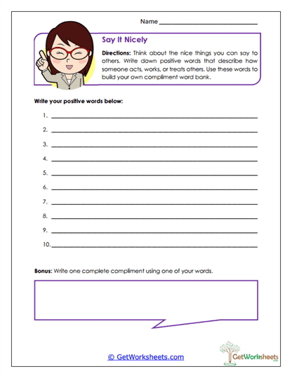 Compliment Tune-Ups Worksheet