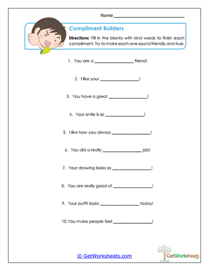 Compliment Builders Worksheet