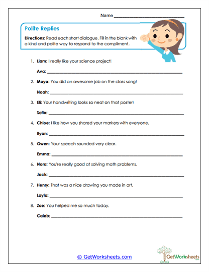 Polite Replies Worksheet
