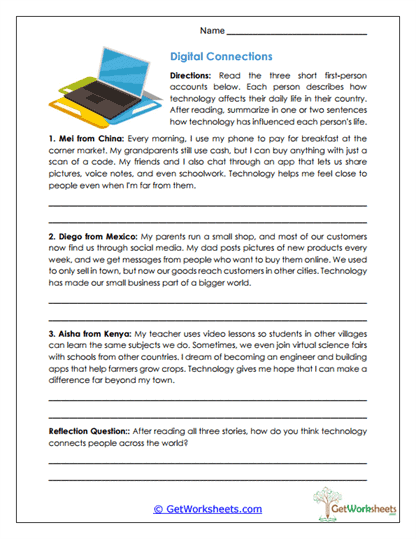 Digital Connections Worksheet