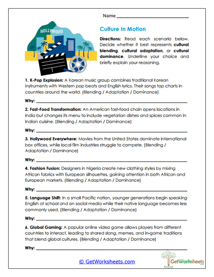 Culture in Motion Worksheet
