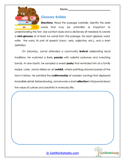 Glossary Builder Worksheet