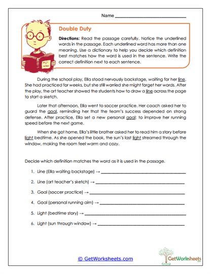 Double Duty Worksheet