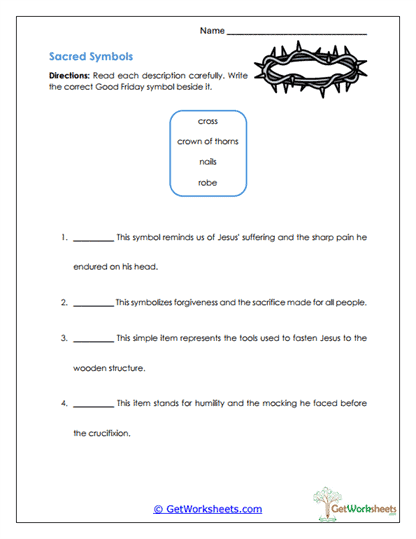 Sacred Symbols Worksheet