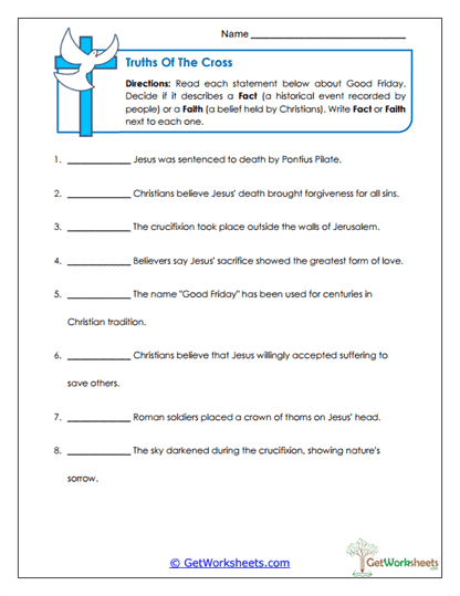 Truths of the Cross Worksheet